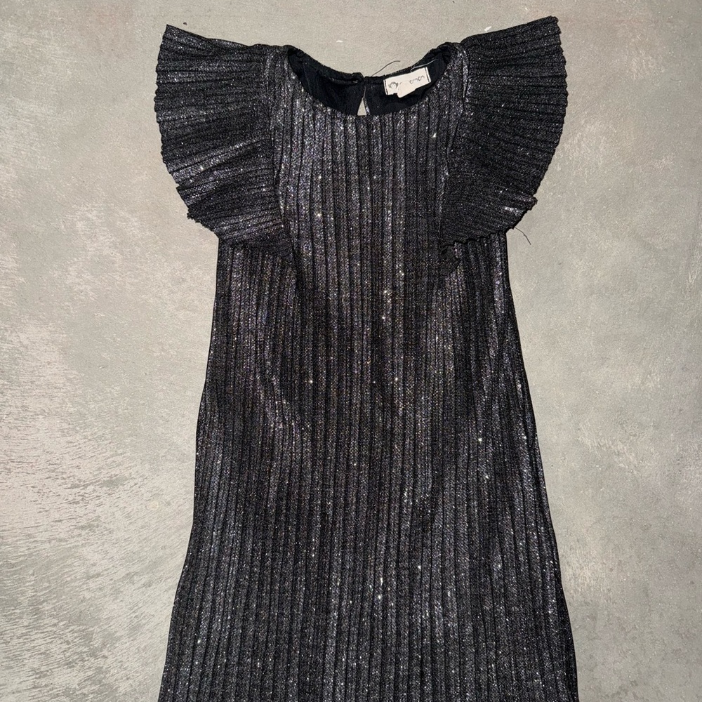 Appaman Silver and Black Glitter Pleated Dress